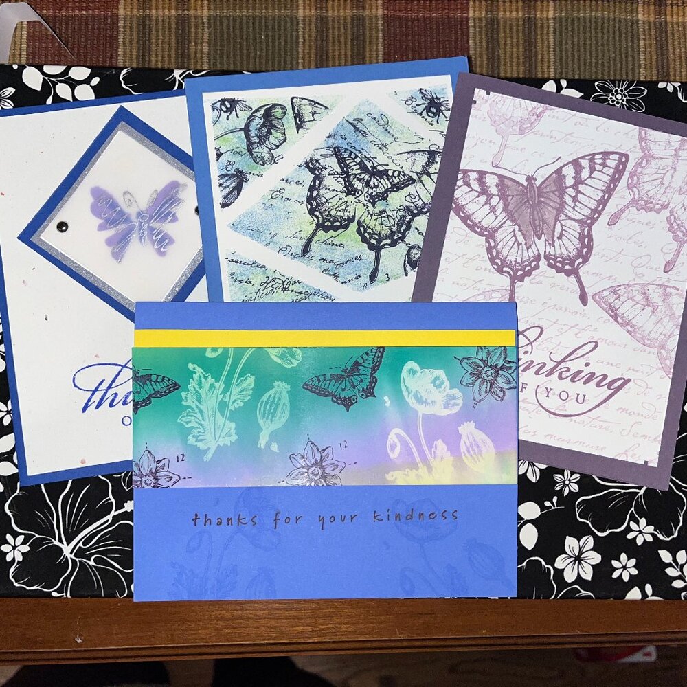 Set of 4 Homemade Cards - Butterflies